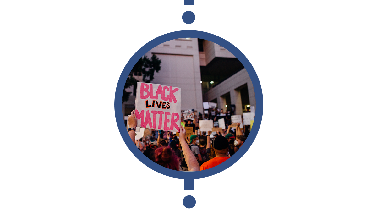 protesters holding black lives matter signs