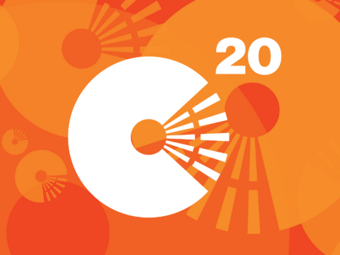 compact20 logo with orange background