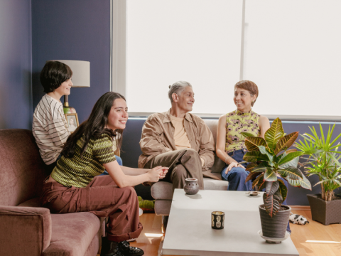 people from different generations chatting