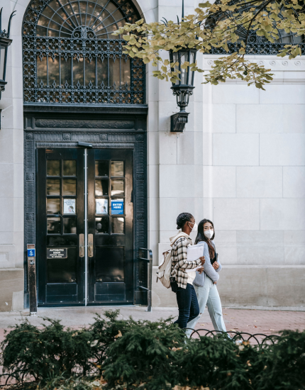 students walking on a campus